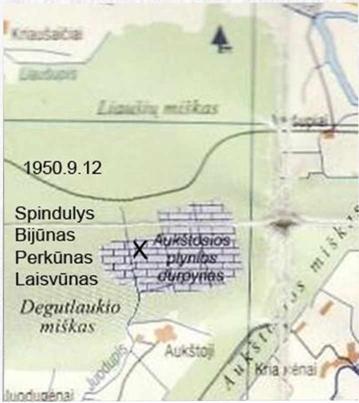 Partizanų Aro, Spindulio, Bijūno ir Laisvūno žūties vieta